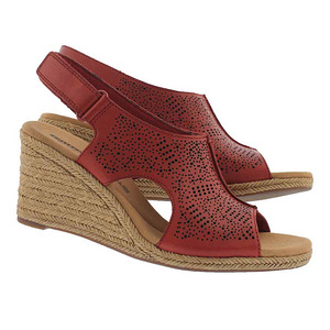 Clarks punased täisnahast wedge rihmikud, 40-41, uued (2 foto / 10)