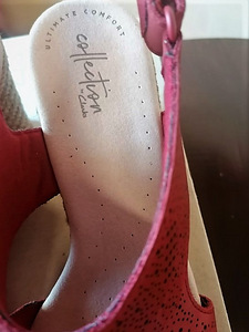 Clarks punased täisnahast wedge rihmikud, 40-41, uued (7 foto / 10)