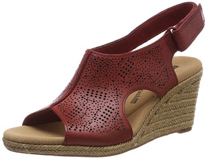 Clarks punased täisnahast wedge rihmikud, 40-41, uued (3 foto / 10)
