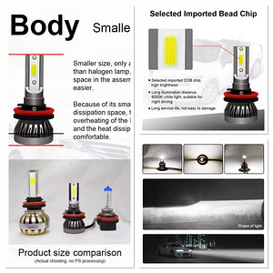 MINI LED pirnid H7 H11 H4 H1 H8 HB2 9005 H10 HB3 9006. 6000K (2 foto / 3)