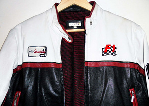 Formula1 effektne must-valge-bordoo täisnahktagi, 40-42-L-XL (2 foto / 10)