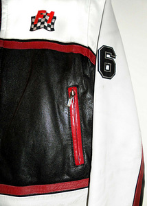 Formula1 effektne must-valge-bordoo täisnahktagi, 40-42-L-XL (5 foto / 10)