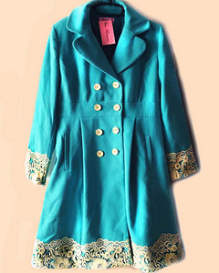 Vintage türkiissinine pitsiga k/s mantel,44-46 (XL-2XL), uus (3 foto / 9)