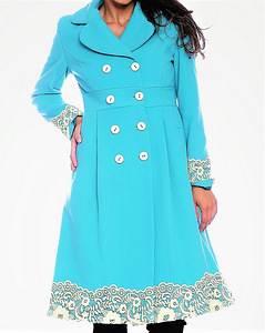 Vintage türkiissinine pitsiga k/s mantel,44-46 (XL-2XL), uus (2 foto / 9)