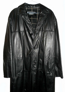 Saki Leather täisnahast meeste soe must pikk mantel, 54-XL (2 foto / 9)
