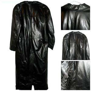 Saki Leather täisnahast meeste soe must pikk mantel, 54-XL (4 foto / 9)