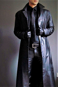 Saki Leather täisnahast meeste soe must pikk mantel, 54-XL (1 foto / 9)