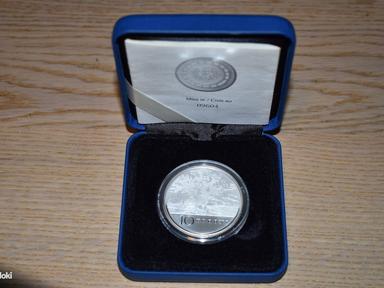 Серебряная памятная монета 10 крон 2008, ЭР 90
