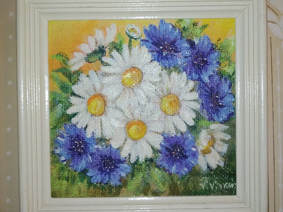 Вирве Виркус. Ромашки и васильки. Масло. 1992 г