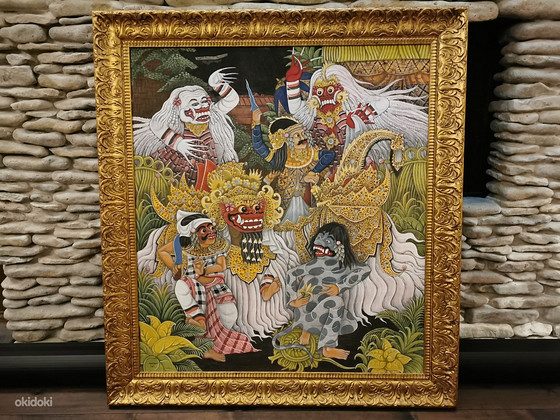 Бирманская (Мьянма) живопись 1940-1950 холст картина маслом