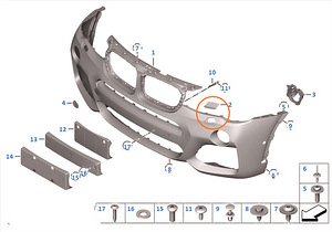 BMW F 25,F26.Крышки форсунок омывателя фар,51118070696 (3 фото из 3)