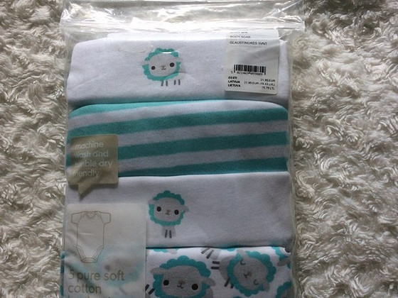 Новые MotherCare боди, комплект 5 шт, р. 86 см (12-18 м)