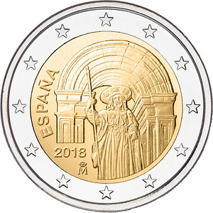 Испанский 2 евро 2018 Сантьяго-де-Компостела, UNC (1 фото из 1)