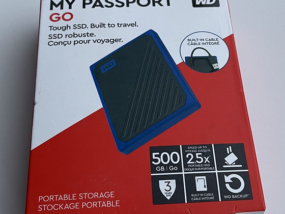 Western Digital My Passport Go 500GB SSD, USB 3.0 Blue