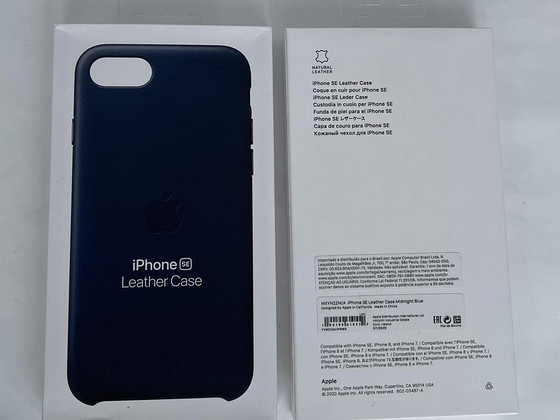 iPhone SE (2020) Leather Case Black/Midnight Blue