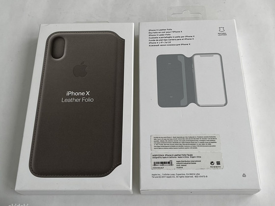Apple iPhone X Leather Folio , Taupe/Black/Berry