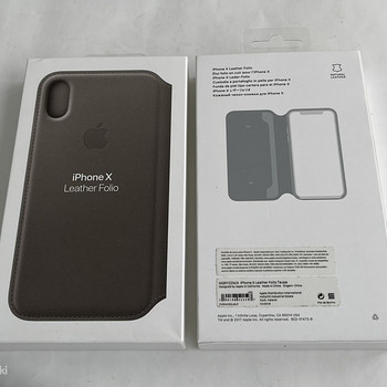 Apple iPhone X Leather Folio , Taupe/Black/Berry