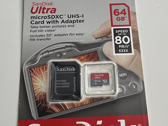 SanDisk Ultra microSDXC 64GB 80MB/s UHS-I Class10 + Adapter