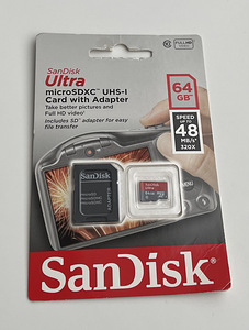SanDisk Ultra microSDHC 64GB 48MB/s Class10 + adapter (1 foto / 2)