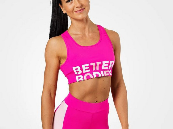 New, Bowery Sports Bra,Hot Pink, S