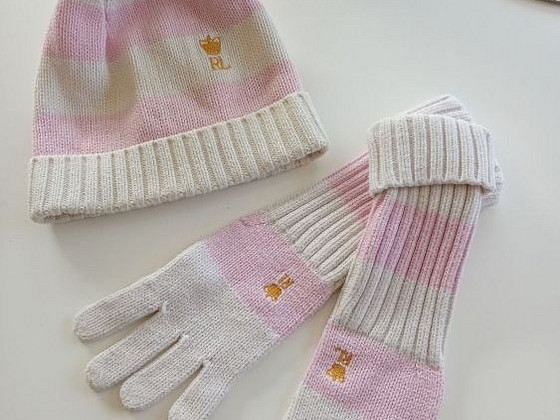 Ralph Lauren комплект шляпа + перчатки размер 122 / 128см