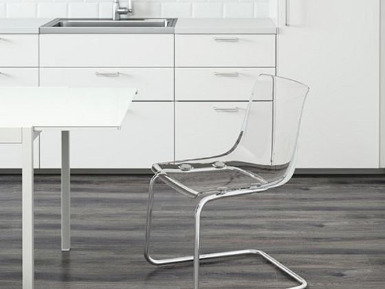 Uued Ikea DOCKSTA laud + uued Ikea TOBIAS akrüültoolid 4tk