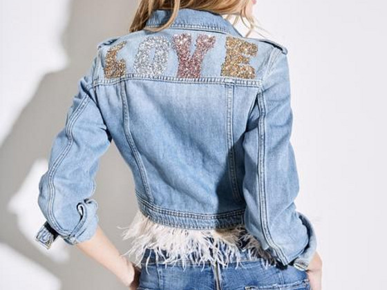Джинсовая куртка с перьями guess XS