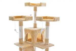 Кошачий домик когтеточка CAT608 бежевый (2 фото из 8)