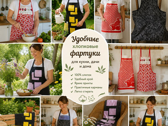 Новые фартуки ручной работы для кухни и подарка