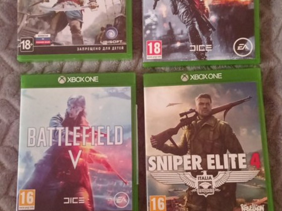 4 игры : Battlefield 4 , 5 Assassin's creed black flag Snipe