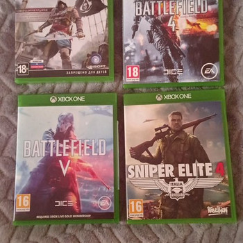 4 игры : Battlefield 4 , 5 Assassin's creed black flag Snipe