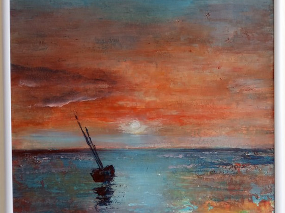 Päikeseloojang. Etüüd . 30 x 40 cm