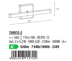 ESTO LIGHTING CHROMO LED 2X3.2W IP44 (3 foto / 3)