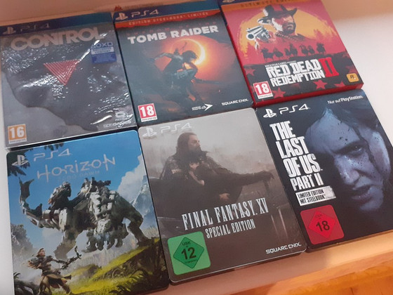 PS4 Steelbook Last of Us Horizon Tomb Raider Control