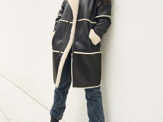 Black PU And Faux Fur Jacket