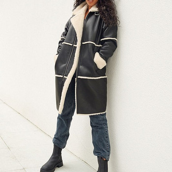 Black PU And Faux Fur Jacket