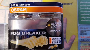 Autopirn Osram H16 12v 19W kollane valgus Fog Breaker (1 foto / 3)