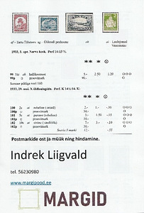 Margikataloog. Eesti Vabariigi postmargid 1918-2021.a. (3 foto / 6)