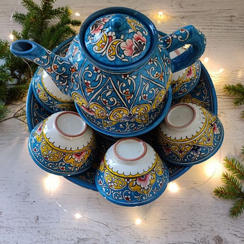 УЗБЕКСКИЕ ЧАЙНЫЕ НАБОРЫ (РУЧНАЯ, КЕРАМИКА)