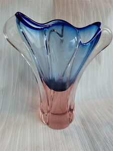 Uus hind! BLOWN GLASS VASE, JOSEF HOSPODKA, CZECH., 1960 (4 foto / 4)