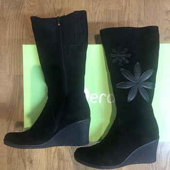 Сапоги из натуральной замши и с натуральным мехом Verde 36