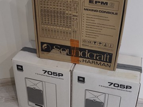 JBL 705P Monitor 2 tk + Soundcraft EPM8 Mixer