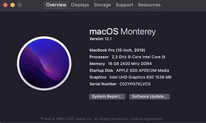MacBook Pro 15" 2019, i9, 16 ГБ / 512 ГБ (2 фото из 3)