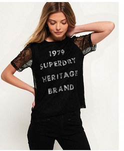 Черная футболка с кружевом Superdry (2 фото из 3)