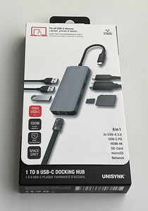 Unisynk 1 TO 8 USB-C Docking Hub , Space Gray / Silver (1 foto / 4)