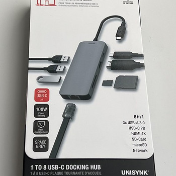 Unisynk 1 TO 8 USB-C Docking Hub , Space Gray / Silver