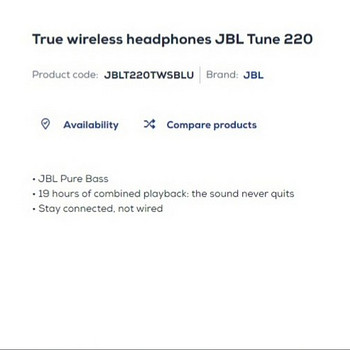 Müüa kõrvaklapid JBL Tune 220