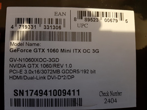Gigabyte Gtx 1060 Mini iTX OC 3gb (1 foto / 1)