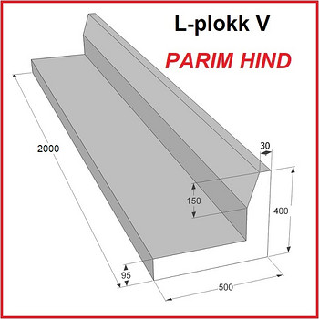 L-plokk V-kuju vundamentile 400x500x2000mm EPS 200