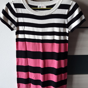 UUS!H&M kootud kleit roosa/valge/must